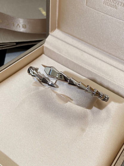 [Veyra Jewelry]Viper Silver No‑Diamond Snake Bracelet