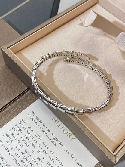 [Veyra Jewelry]Viper Silver No‑Diamond Snake Bracelet