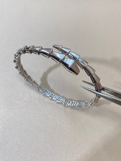 [Veyra Jewelry]Viper Silver No‑Diamond Snake Bracelet