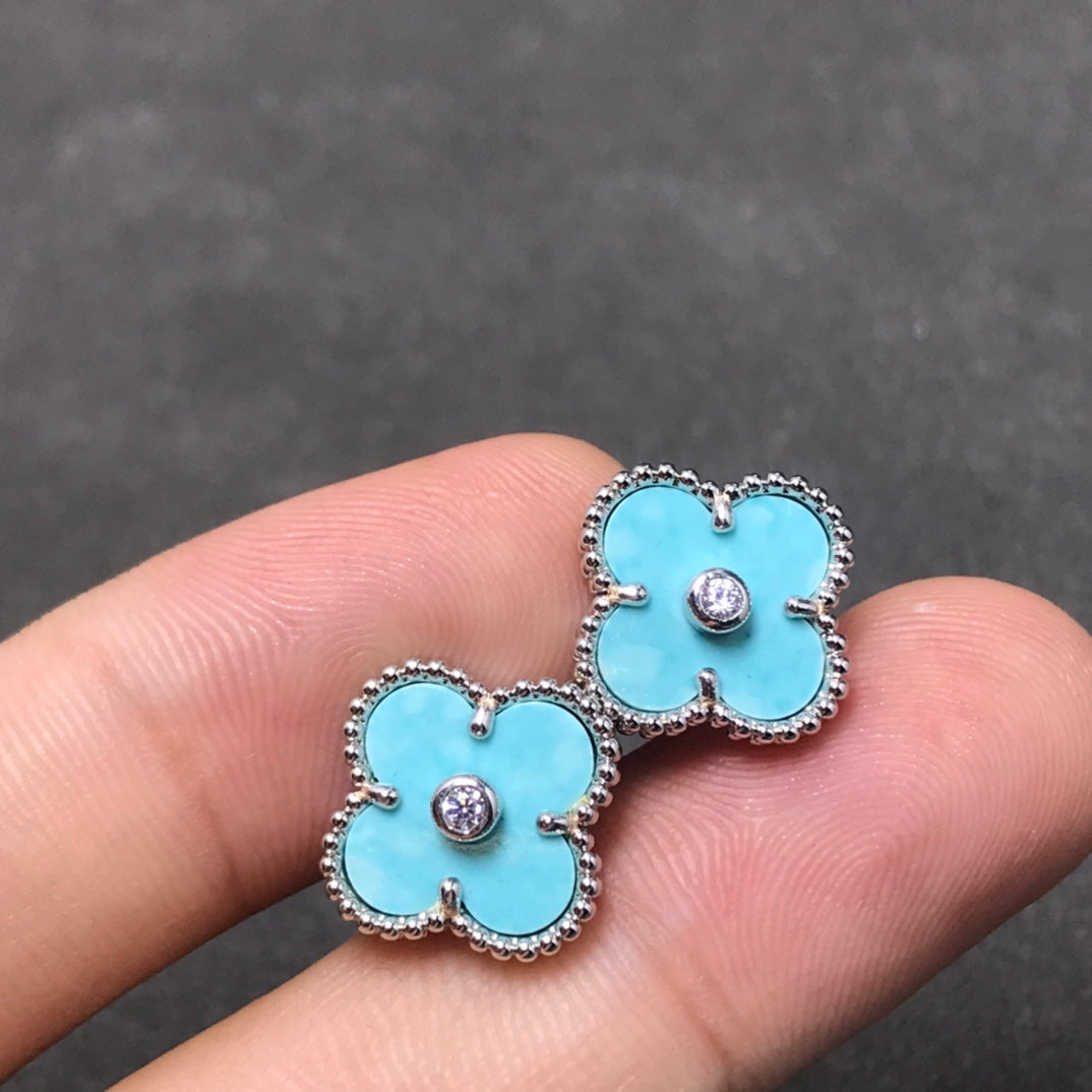 ¡®Veyra Jewelry¡¯CLOVER 1 DIAMOND BLUE SKY SILVER EARRINGS