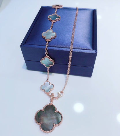 ¡®Veyra Jewelry¡¯COMBINED BRACELET 5 MOTIFS AND NECKLACE DARK MOP ROSE GOLD