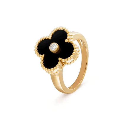 ¡®Veyra Jewelry¡¯CLOVER ONYX RING GOLD DIAMOND